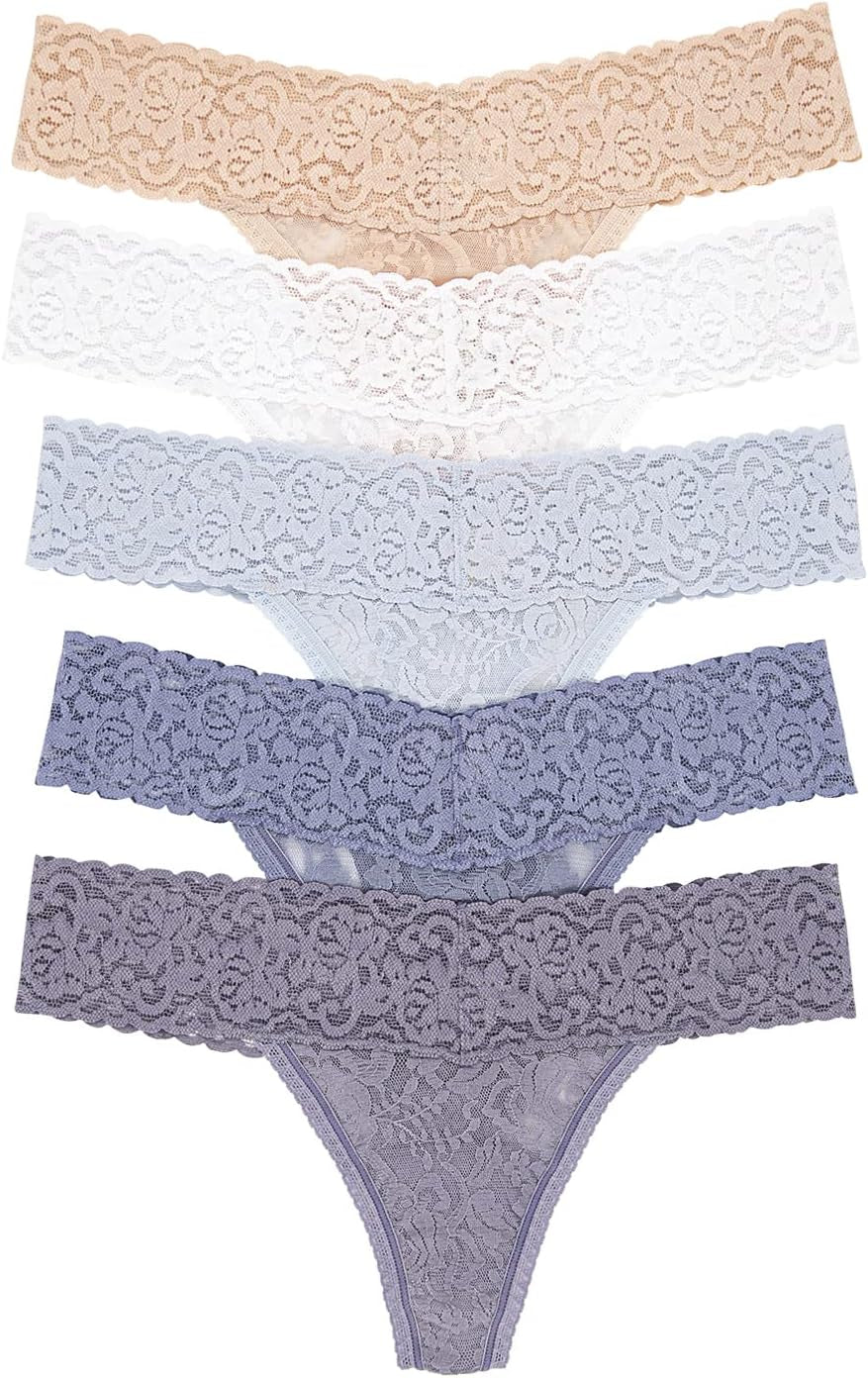 Stretchy Lace Low Rise Thong (5-Pack)