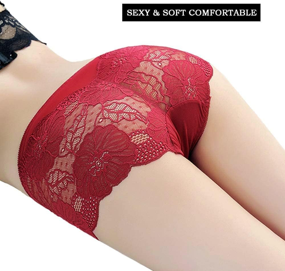  Lace Panties High Waisted Plus Size Ladies Brief  3-Pack