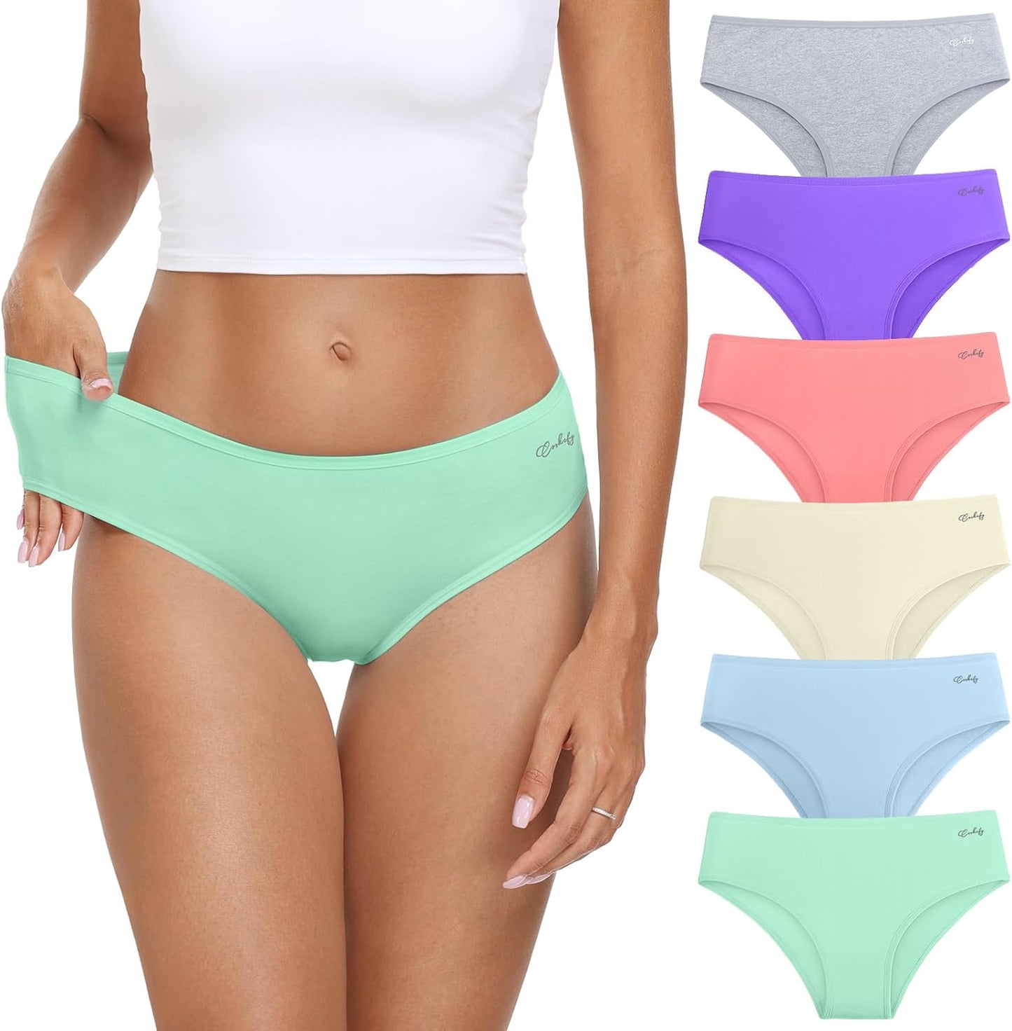 Cotton Hipster Panties Low Rise Briefs Soft Strench  Bikini 6 Pack