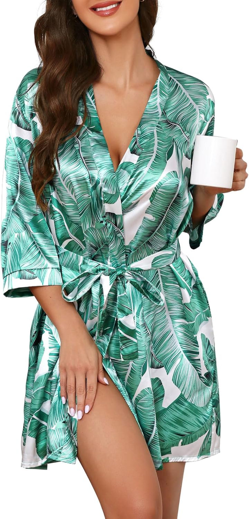 Print Short Satin Robe