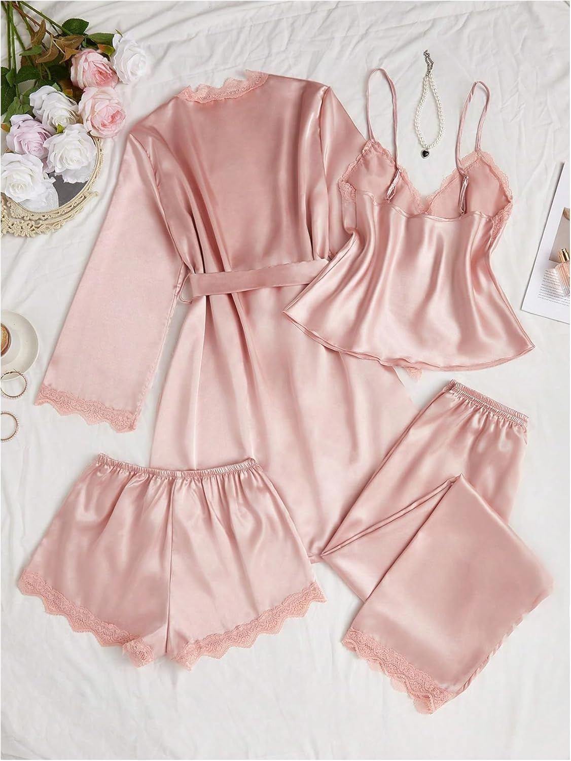 4 Piece Satin Pajamas