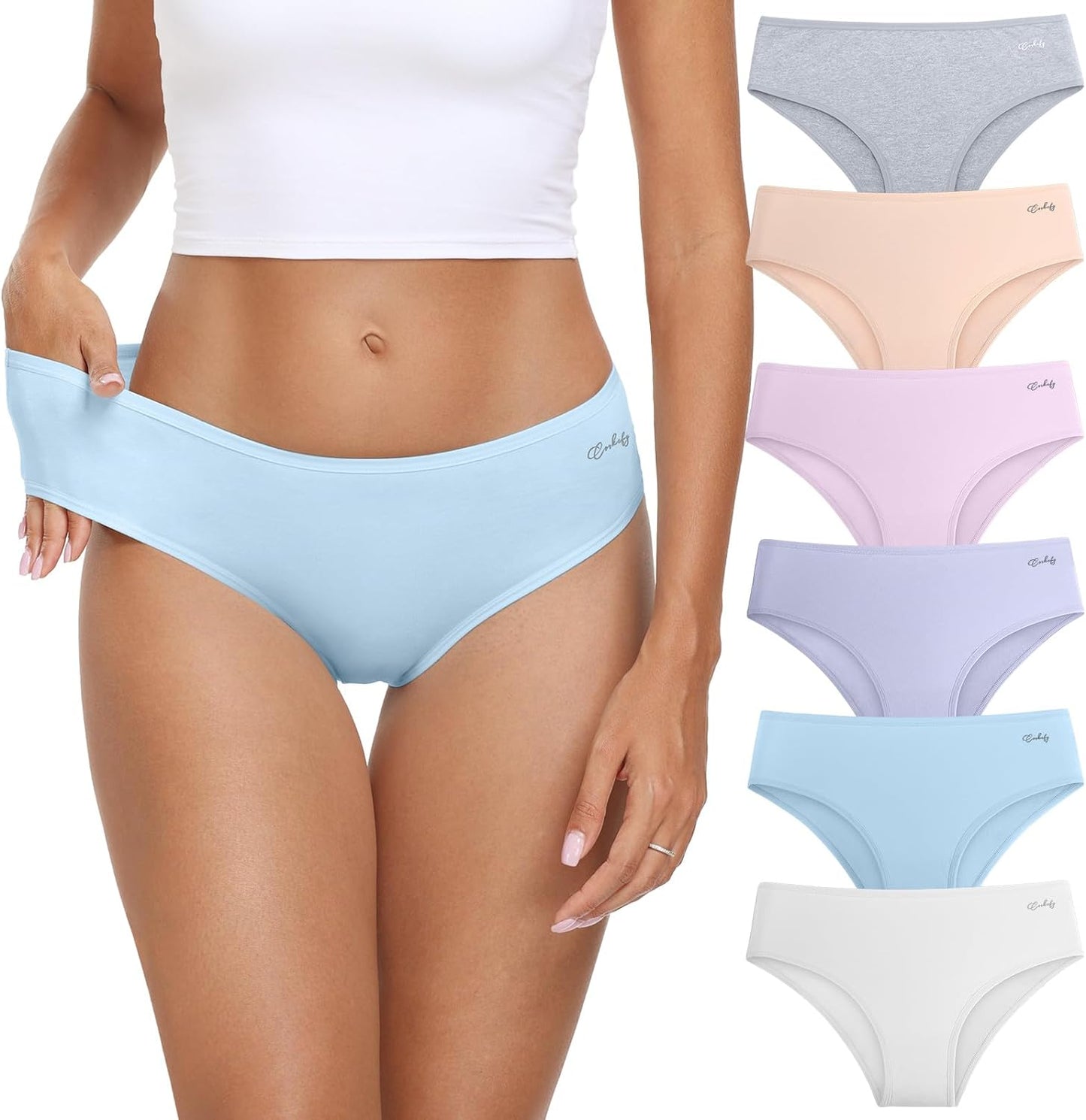 Cotton Hipster Panties Low Rise Briefs Soft Strench  Bikini 6 Pack