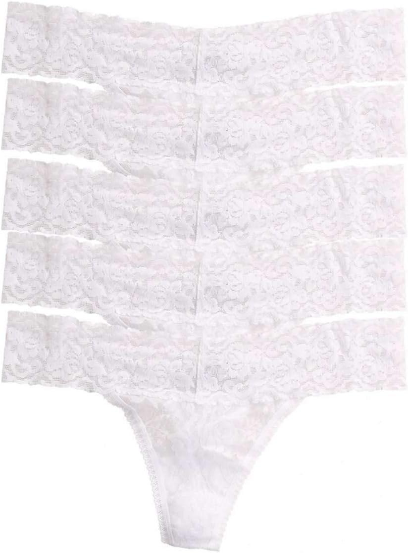 Stretchy Lace Low Rise Thong (5-Pack)