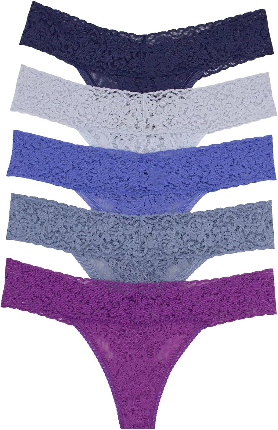 Stretchy Lace Low Rise Thong (5-Pack)