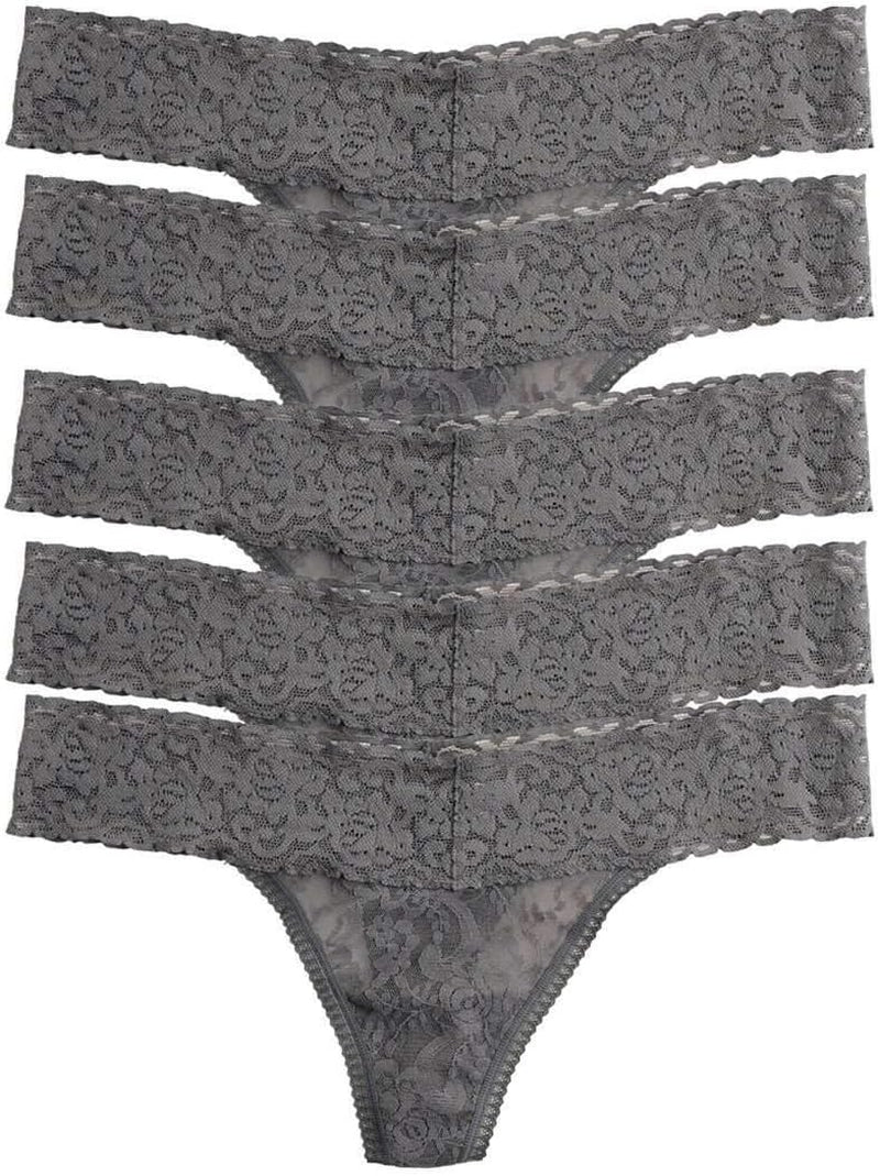 Stretchy Lace Low Rise Thong (5-Pack)