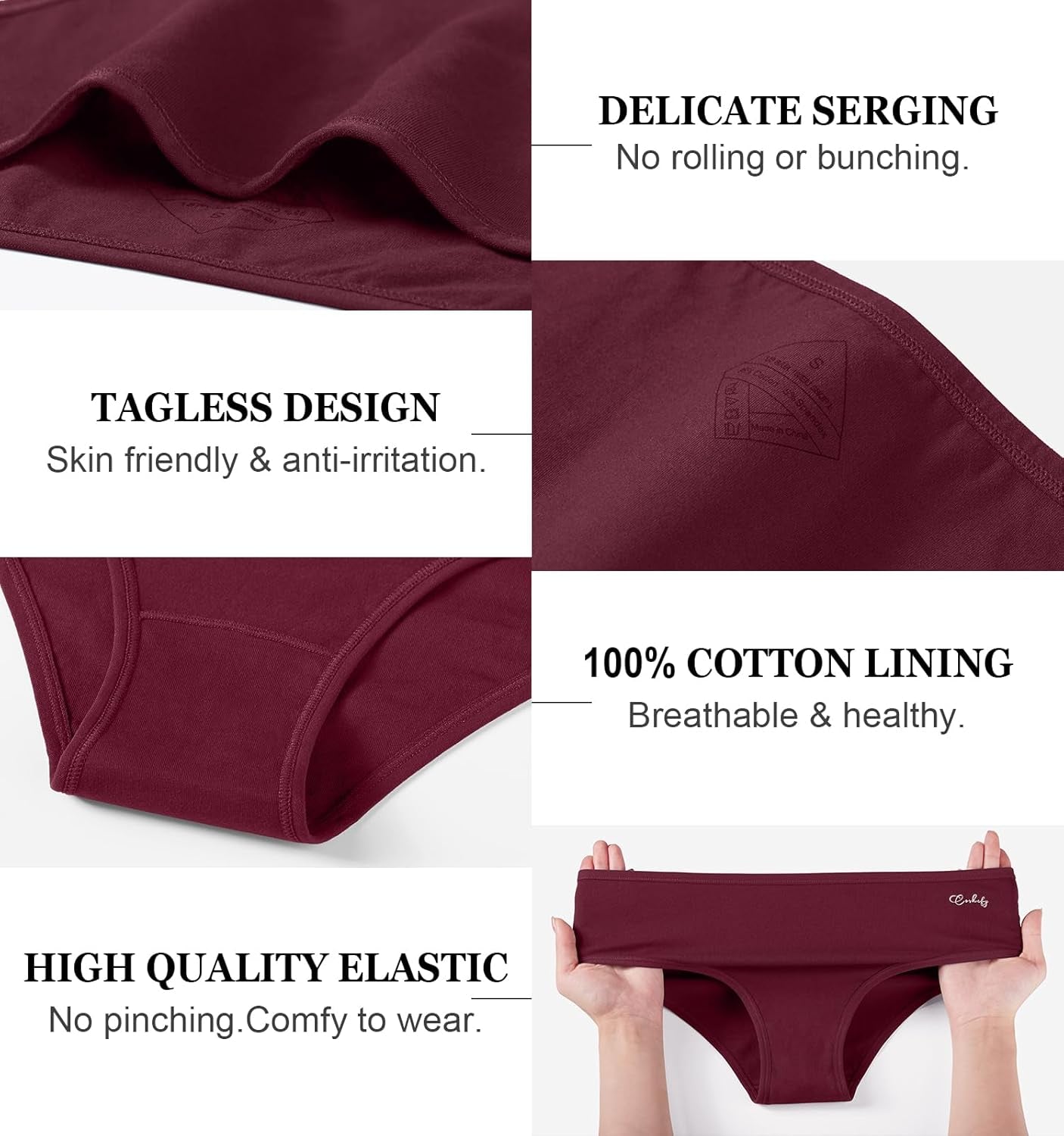 Cotton Hipster Panties Low Rise Briefs Soft Strench  Bikini 6 Pack