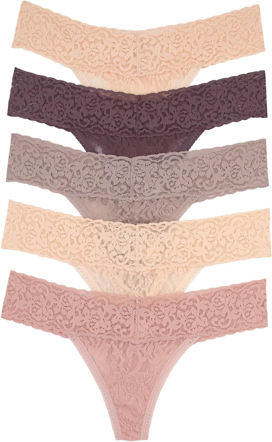 Stretchy Lace Low Rise Thong (5-Pack)