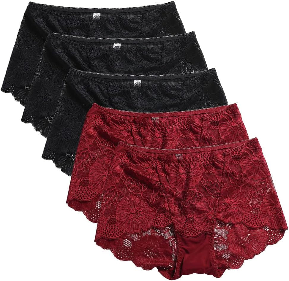  Lace Panties High Waisted Plus Size Ladies Brief  3-Pack