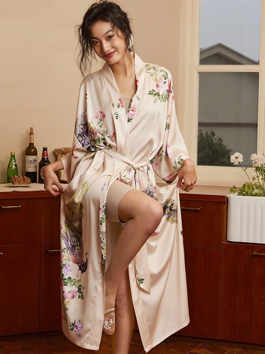 The Peacock Satin Robe