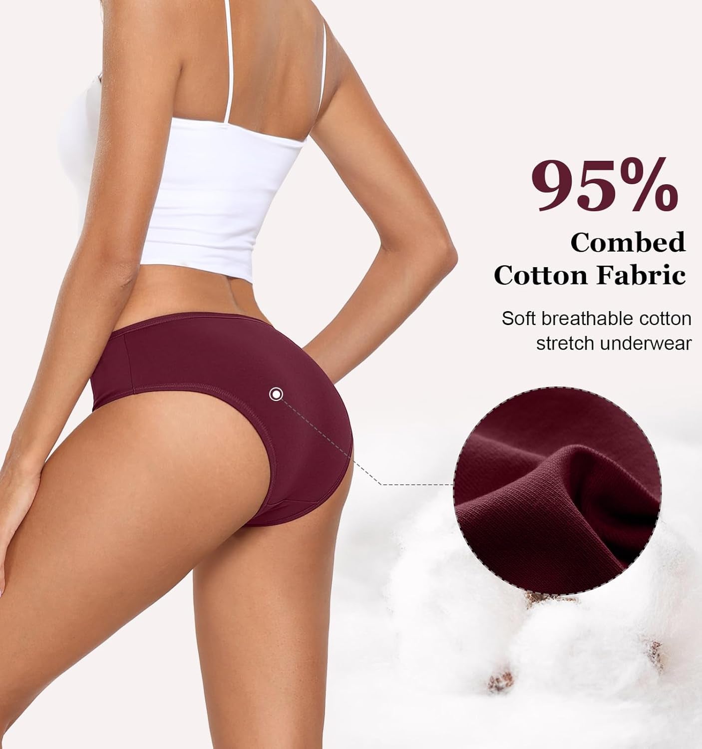 Cotton Hipster Panties Low Rise Briefs Soft Strench  Bikini 6 Pack