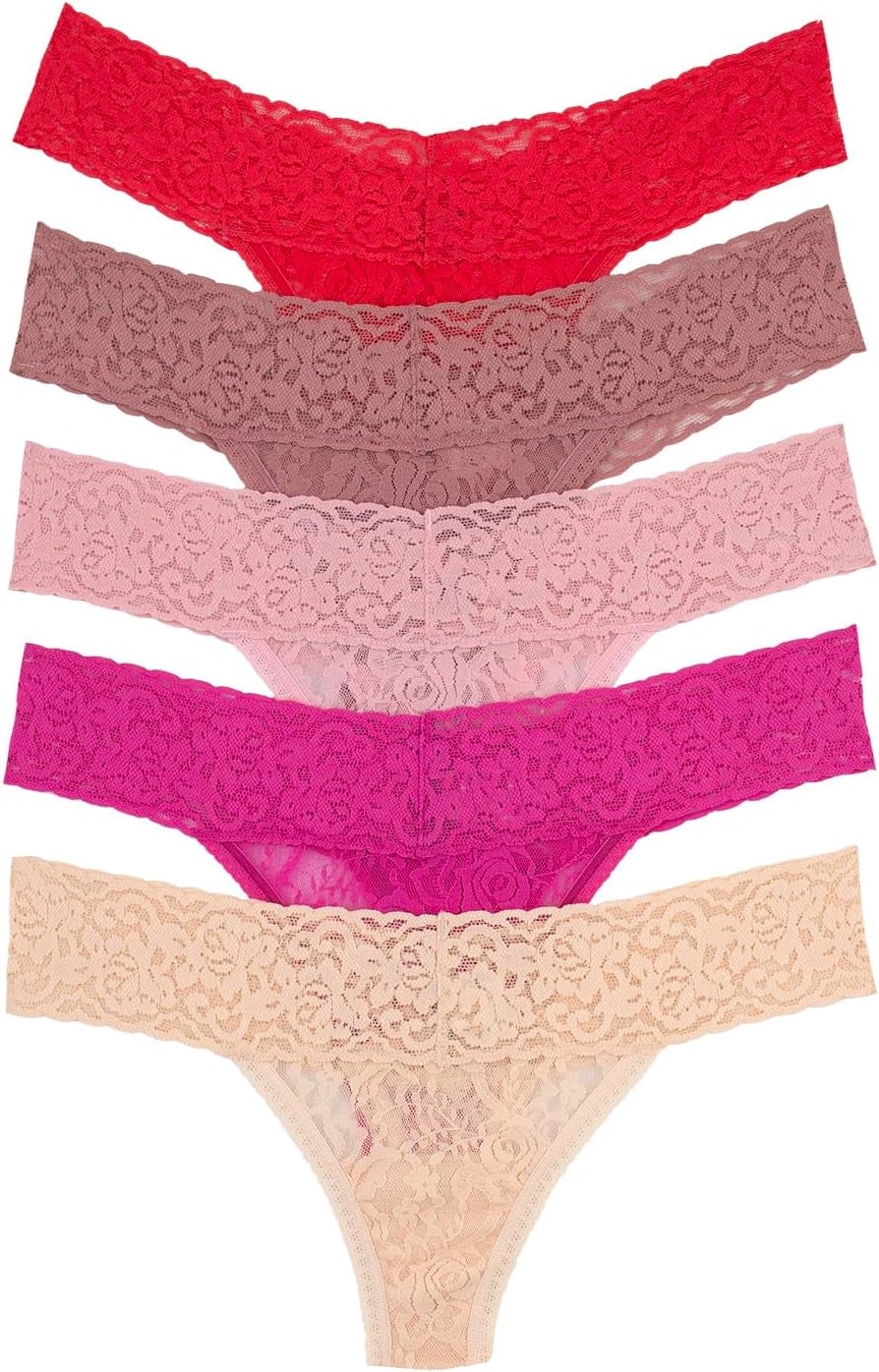 Stretchy Lace Low Rise Thong (5-Pack)