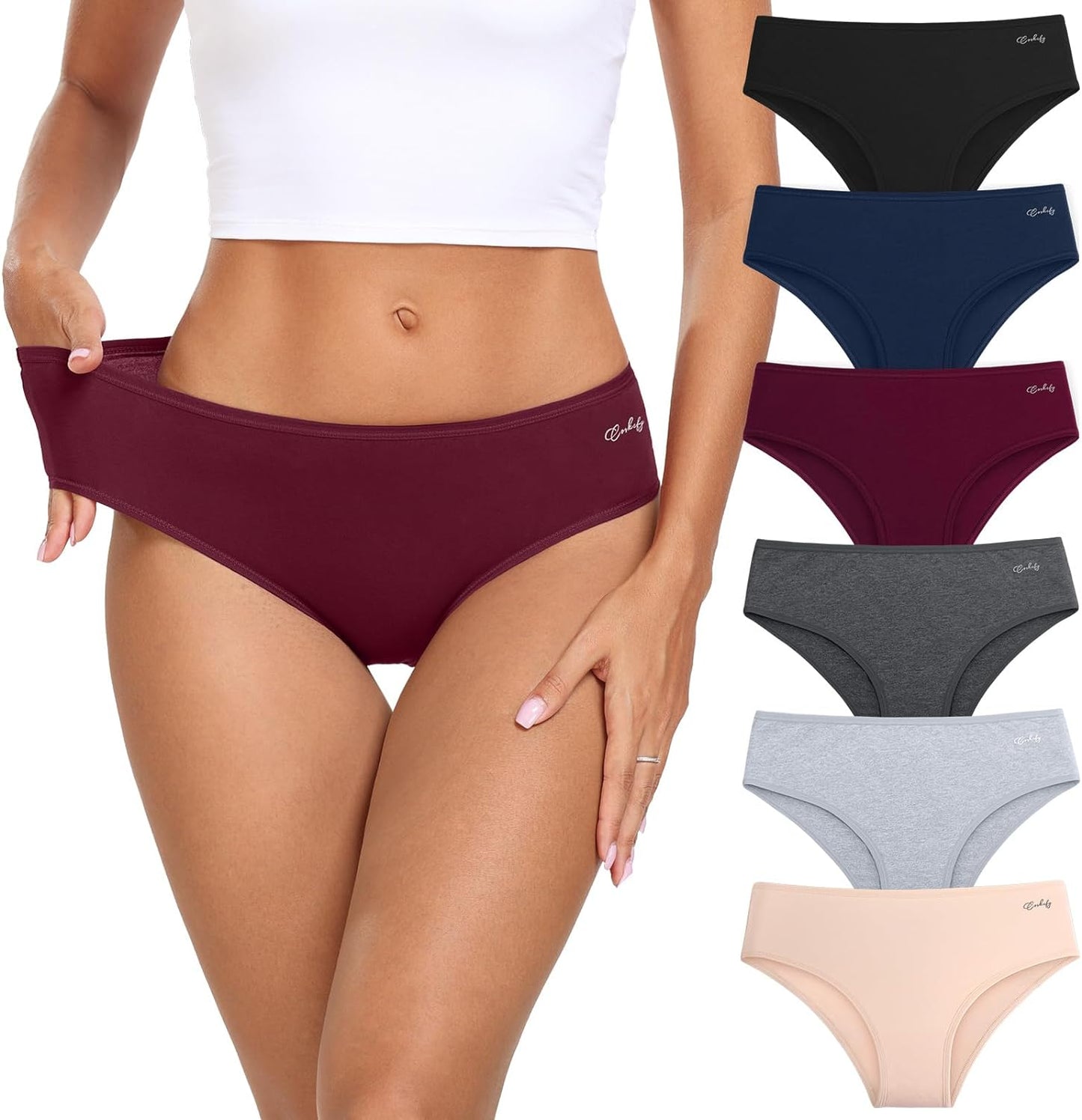 Cotton Hipster Panties Low Rise Briefs Soft Strench  Bikini 6 Pack