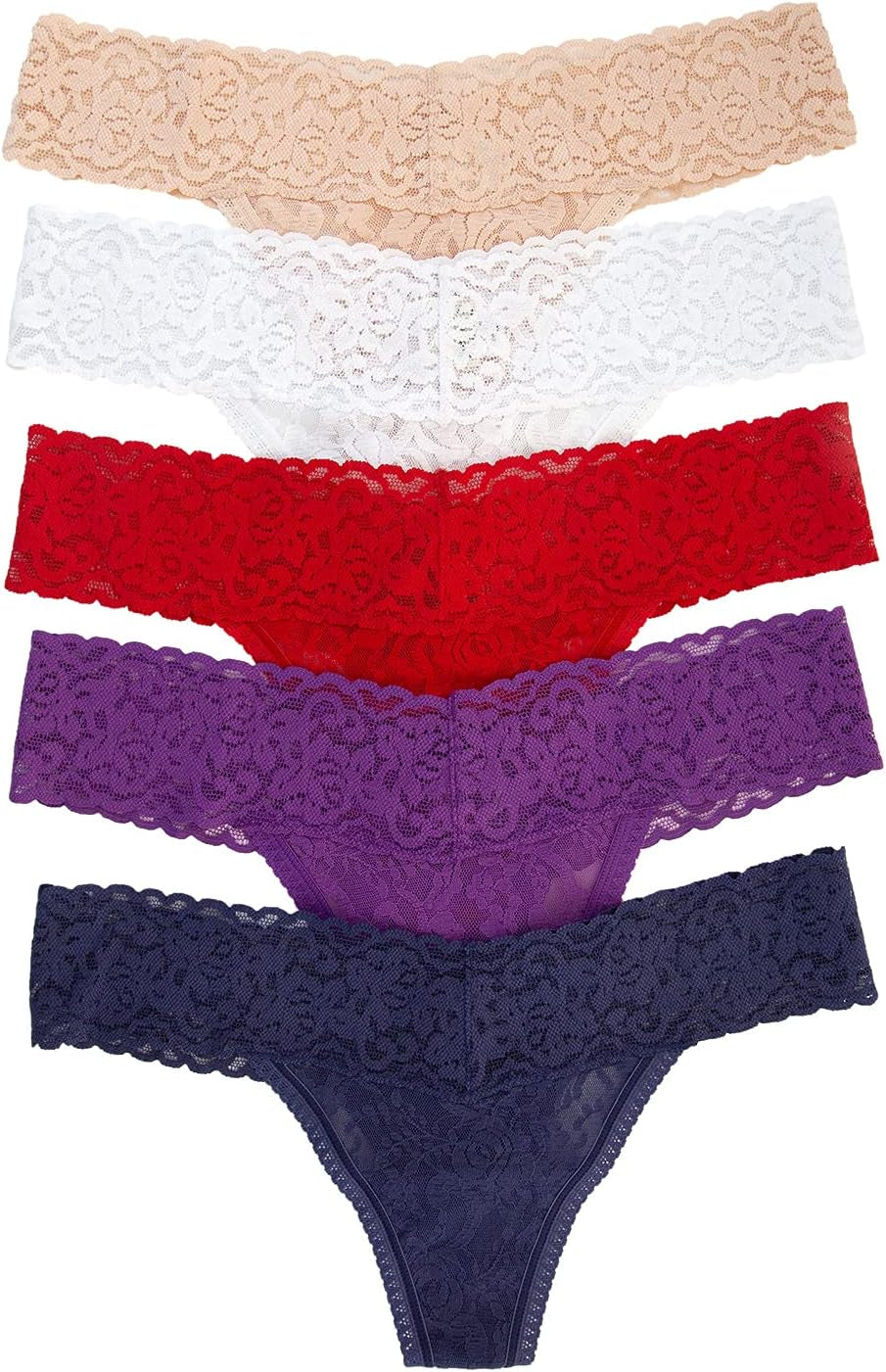 Stretchy Lace Low Rise Thong (5-Pack)