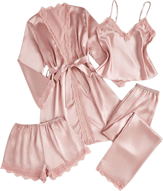 4 Piece Satin Pajamas