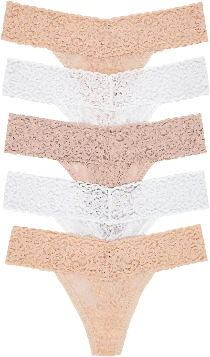 Stretchy Lace Low Rise Thong (5-Pack)